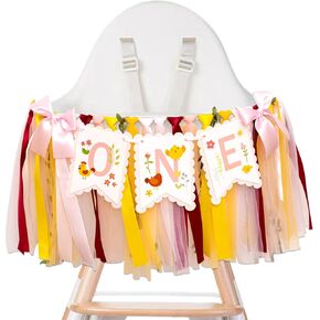 Chick High Chair Banner - Little Chicken Farmhouse Themed First Birthday Party Decoration, This Chick Is One Party Supplies,Barnyard Garland