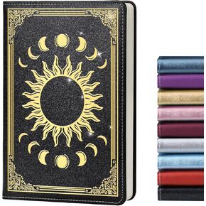 Premium Leather Journal for Women - Moon Phase A5 Notebook with 100gsm Thick Paper, Travel & Bullet Journal Gift Set (Moon Phase Purple)