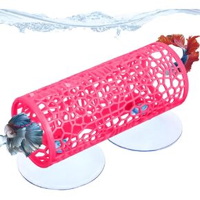 Betta Fish Tank Accessories, Betta Tunnel Toys- Hammock with Suction Cups, Fish Tank Decorations & Hideout for Aquarium Small Fishes & Shrimp, Small Hole Hollow Cave (Black)