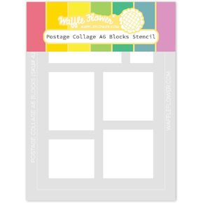 Waffle Flower Postage Collage A6 Blocks Stencil