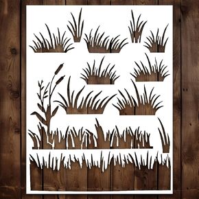 Grass Stencil | Reusable Grass Nature Wall Camouflage Stencils for Painting on Wood, Glass, Wall, Rock, Fabric, Walls, Canvas, Glassware 8.5"x 11"