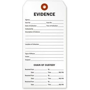 "EVIDENCE" and "CHAIN OF CUSTODY" Tag, 6.25" x 3.125" Durable White Cardstock with Reinforced Hole, Pre-Wired - Pack of 100 Tags