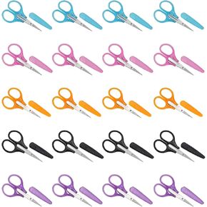 20 Pcs Craft Small Sewing Mini Scissors for Fabric Cutting, Yarn Travel Scissors Bulk with Protective Cover, Curved and Straight for Paper Cutting, Crafting, Embroidery, Quilting, Sewing