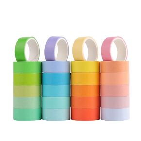 24 Rolls Washi Tape Set, 15mm Macaron Colored Masking Tape, Decorative Tape for Bullet Journaling, Scrapbooking, DIY Arts & Crafts, Vision Board, Holiday Decoration