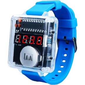DIY Watch Soldering Practice Kit, PEMENOL 12/24H Selectable Soldering Project Kit, 10S Automatic Sleep Mode, Electronic Learning Kit for Beginners Present School College STEM Education, Blue