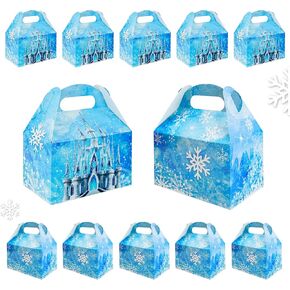 16Pcs Snowflake Party Favor Goodie Bags Treat Boxes Snowflake Castle Gift Boxes for Winter Snow Party Supplies(5.9 x 3.5 x 3.5 Inch)
