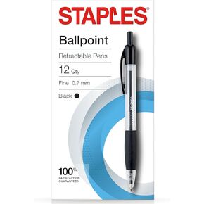 STAPLES 2498023 Ballpoint Pen .7Mm Black Dz