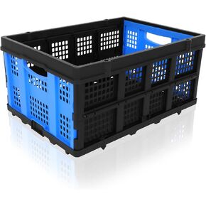 60L Portable Collapsible Storage Crate, Large Capacity Collapsible Milk Crate, Collapsible Crate, Practical Organizer for Heavy Duty Storage Crates for Bathroom, Office, Outdoor Garden