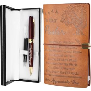 Pastor Appreciation Gifts for Men Christian Pastor Gifts Include Religious Faux Leather Journal and Faith Christian Pen with Boxes for Fathers Day Christmas Church
