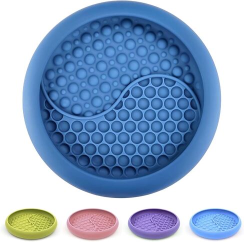 Dog Lick Bowl, Non-Slip Dog Slow Feeder Licking Mat Treat Dispenser, Interactive and Enrichment Toys, Boredom & Anxiety Reducer, BPA Free Silicone (Dark Blue, Large) in Saudi Arabia