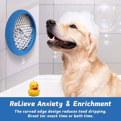 Dog Lick Bowl, Non-Slip Dog Slow Feeder Licking Mat Treat Dispenser, Interactive and Enrichment Toys, Boredom & Anxiety Reducer, BPA Free Silicone (Dark Blue, Large) in Saudi Arabia