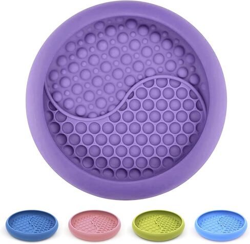Dog Lick Bowl, Non-Slip Dog Slow Feeder Licking Mat Treat Dispenser, Interactive and Enrichment Toys, Boredom & Anxiety Reducer, BPA Free Silicone (Dark Blue, Large) in Saudi Arabia