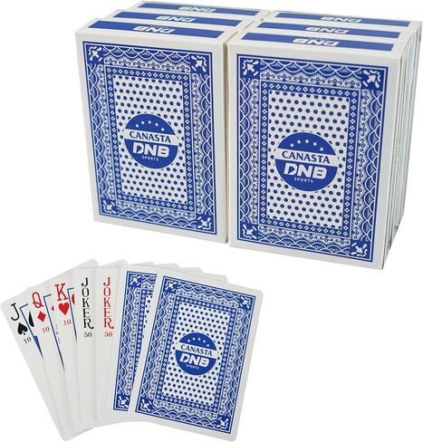 DNB 6 Deck Canasta Cards - 6 Decks Blue Playing Cards with Point Values - Includes Canasta and Hand and Foot Rules in Saudi Arabia