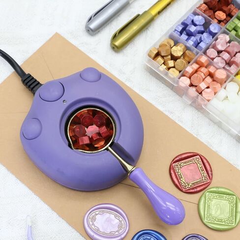 Frame Wax Seal Stemp Kit with 24 Colors Wax Seal Beads 624pcs， Electric WaxSeal Warmer, 3D Embossed Frame WaxSealStamp, Sealing WaxSpoon, WaxSeal Pen, Tweezer,WaxSeal Stamp kit (24B) in Saudi Arabia