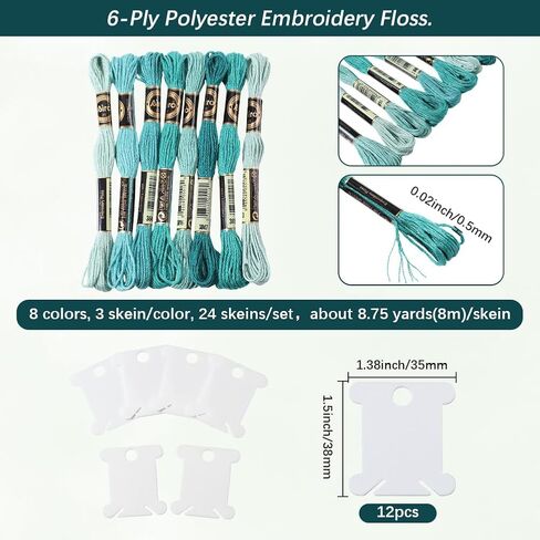 210 ياردة 24 skeins ملونة الصليب خيوط غرزة البوليستر التطريز خيوط الصداقة 6 بلي قوس قزح المطرز سلسلة لخياطة صنع الأساور in Saudi Arabia