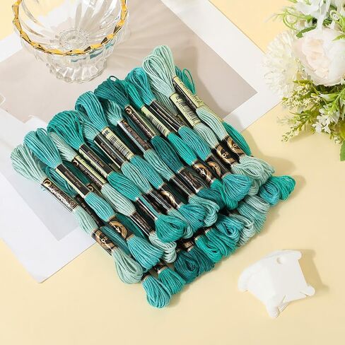 210 ياردة 24 skeins ملونة الصليب خيوط غرزة البوليستر التطريز خيوط الصداقة 6 بلي قوس قزح المطرز سلسلة لخياطة صنع الأساور in Saudi Arabia