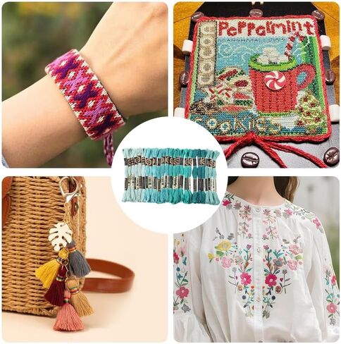 210 ياردة 24 skeins ملونة الصليب خيوط غرزة البوليستر التطريز خيوط الصداقة 6 بلي قوس قزح المطرز سلسلة لخياطة صنع الأساور in Saudi Arabia