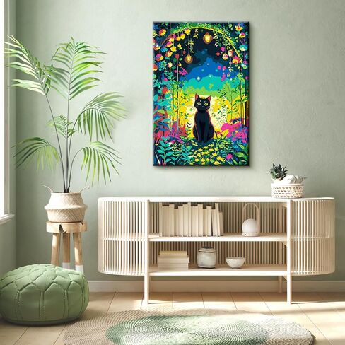 SANYUN Cat Paint by Numbers Kit for Adults Beginner,Framed Paint by Number Canvas,Animal in The Garden Oil Painting Kits with Box,Perfect for Gift and Wall Decoration (8x12in/20x30cm) in Kuwait