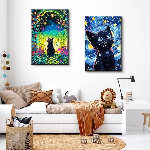 SANYUN Cat Paint by Numbers Kit for Adults Beginner,Framed Paint by Number Canvas,Animal in The Garden Oil Painting Kits with Box,Perfect for Gift and Wall Decoration (8x12in/20x30cm) in Kuwait