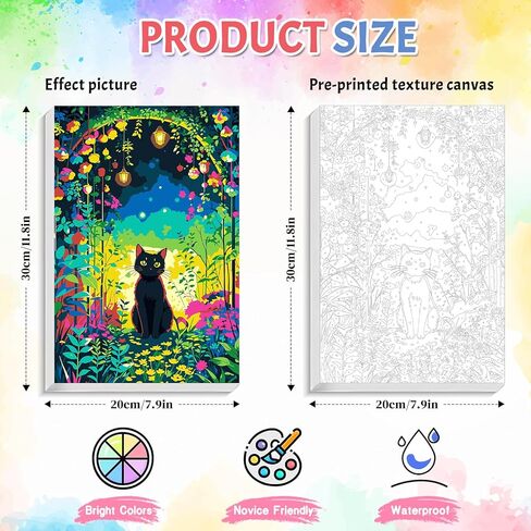 SANYUN Cat Paint by Numbers Kit for Adults Beginner,Framed Paint by Number Canvas,Animal in The Garden Oil Painting Kits with Box,Perfect for Gift and Wall Decoration (8x12in/20x30cm) in Kuwait