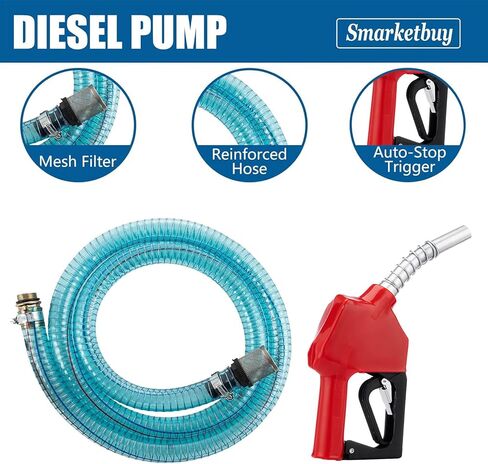 مضخة وقود الديزل الكهربائية من SmarketBuy 110 فولت، 550 وات مضخة نقل الوقود الكهربائية 16 GPM مجموعة مضخة وقود الديزل ذاتية التحضير مع عداد عرض وفوهة وخرطومين in Kuwait