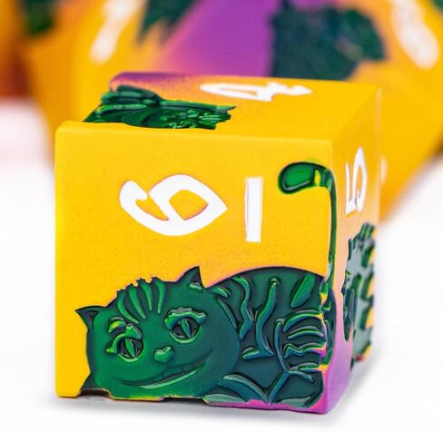 Metal DND Cat Dice 7pcs Polyhedral RPG Dice مع حجة هدية للعبة لعب الأدوار Dungeons Dragons ، D و D Dice D6 D10 D12 D20 D ٪ (Blue Blue) in Kuwait