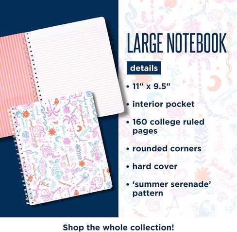 Lilly Pulitzer Glar Gardcover Notebook ، 11 "× 9.5" مع 160 كلية تحكمها كلية (رويال كورال) in Saudi Arabia
