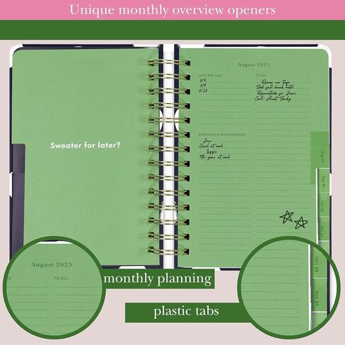 Kate Spade New York Daily Planner 2025-2026 أجندة متوسطة أغسطس 2025-ديسمبر 2026 ، مخطط دوامة أسبوعيًا وشهريًا مع ملصقات (نقطة مطلية بالبحرية) in Saudi Arabia