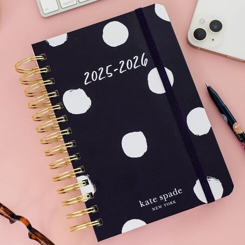 Kate Spade New York Daily Planner 2025-2026 أجندة متوسطة أغسطس 2025-ديسمبر 2026 ، مخطط دوامة أسبوعيًا وشهريًا مع ملصقات (نقطة مطلية بالبحرية) in Saudi Arabia
