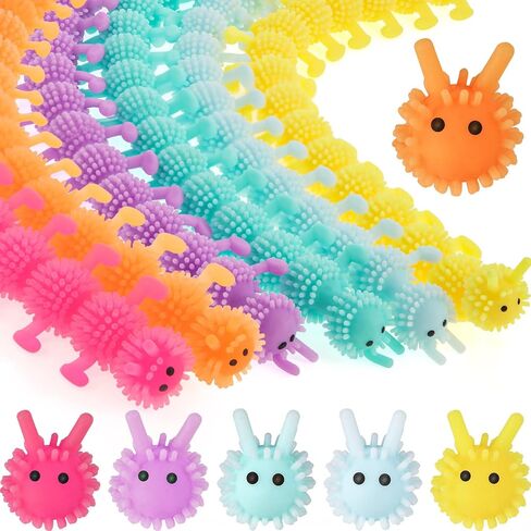 24 PCS تململ WORM Strings Toy ملون تململ الإضافة ، ADHD أو التوحد ، ألعاب الاسترخاء (9.8 بوصة ، دودة ملونة) in Saudi Arabia