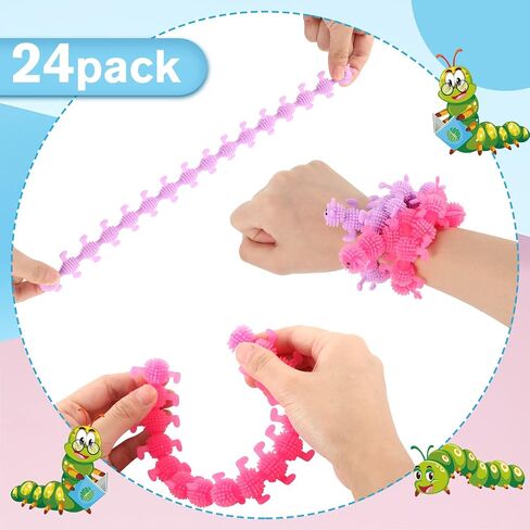 24 PCS تململ WORM Strings Toy ملون تململ الإضافة ، ADHD أو التوحد ، ألعاب الاسترخاء (9.8 بوصة ، دودة ملونة) in Saudi Arabia