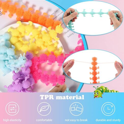 24 PCS تململ WORM Strings Toy ملون تململ الإضافة ، ADHD أو التوحد ، ألعاب الاسترخاء (9.8 بوصة ، دودة ملونة) in Saudi Arabia