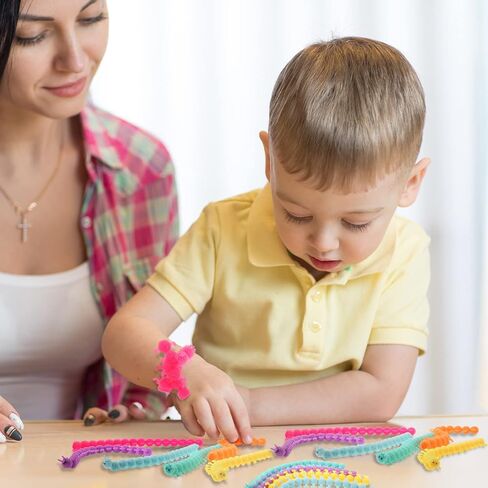 24 PCS تململ WORM Strings Toy ملون تململ الإضافة ، ADHD أو التوحد ، ألعاب الاسترخاء (9.8 بوصة ، دودة ملونة) in Saudi Arabia