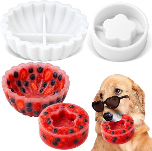Mity rain 2PCS Dog Treat Molds, Frozen Treats for DIY Custom Flavors, Fruit & Water Freezer to Keep Dogs Cool, Silicone Ice Cube Mold for Summer Chew Toys, Gift for Dog Lover in Saudi Arabia