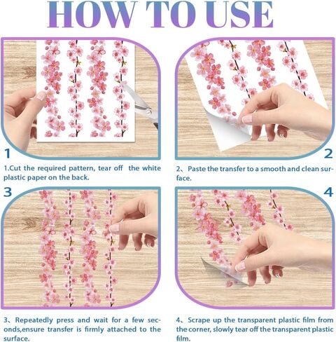 GLOBLELAND 4 Sheets Lavender Flowers Furniture Transfer 6x12inch Butterfly and Bee Rub on Transfer Sticker UV Self-Adhesive Wall Art Craft for Bedroom Living Room Desk Table Decoration in Saudi Arabia