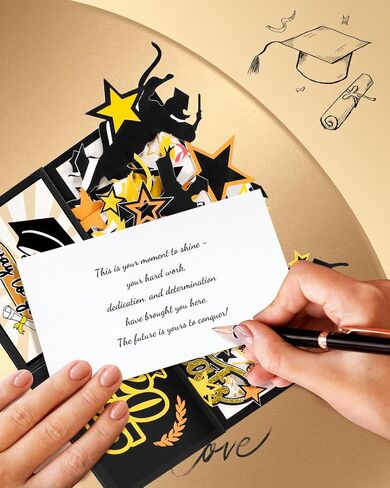 Pop Up Graduation Cards with Envelope - Graduation Cards 2025 with Blank Note, Congratulations Graduate Gift for Celebrating High School, College, University Graduates in Saudi Arabia