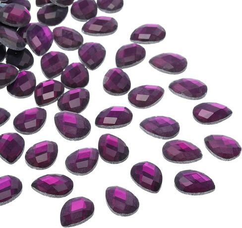 PATIKIL Acrylic Teardrop Gems, 50 Pcs 14x10mm Flat Back Teardrop Rhinestones Plastic Gems for Jewelry Making DIY Craft, Purple in Kuwait