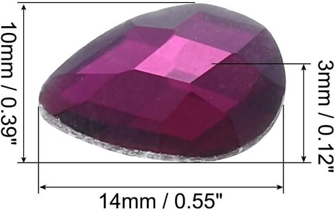 PATIKIL Acrylic Teardrop Gems, 50 Pcs 14x10mm Flat Back Teardrop Rhinestones Plastic Gems for Jewelry Making DIY Craft, Purple in Kuwait