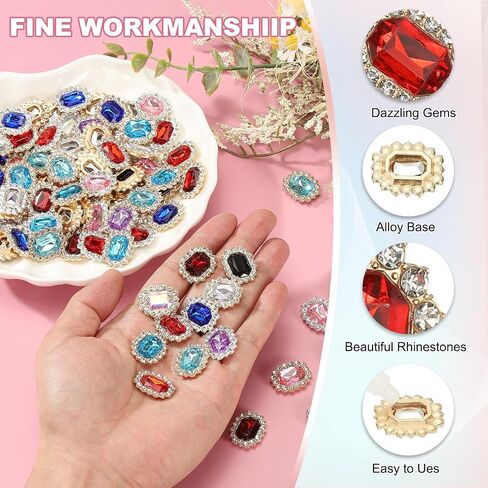 PATIKIL 50Pcs Rhinestone Embellishments, Handcraft Crystal Rhinestone Button Charms Gold Base Gems Red Rhinestones for Crafting Clothing Jewelry Making in Saudi Arabia