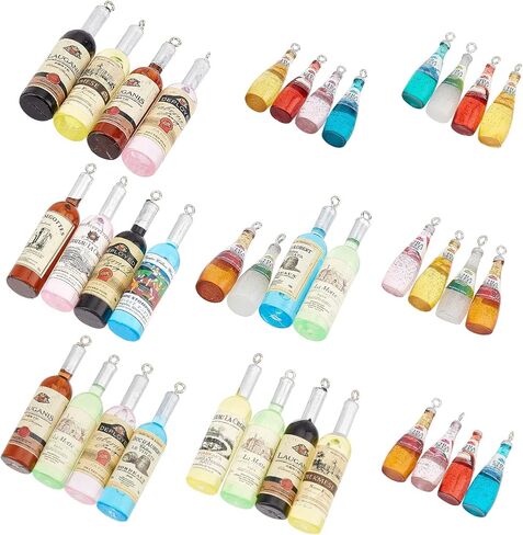 Sunnyclue 28pcs راتنجات النبيذ سحر زجاجات نبيذ كبيرة تسطيح عشوائي سحر لاعب صغير نابض بالرجال. in Saudi Arabia