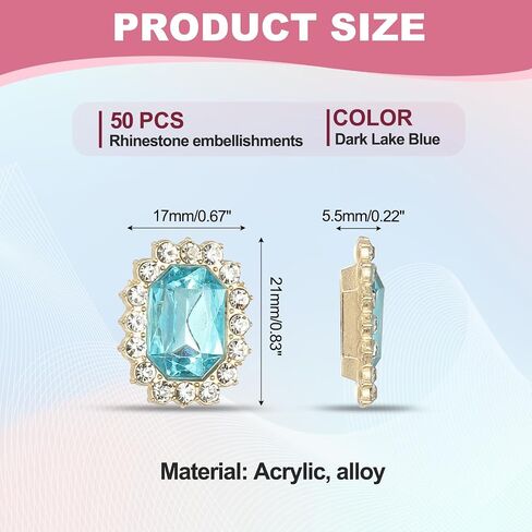 PATIKIL 50Pcs Rhinestone Embellishments, Handcraft Crystal Rhinestone Button Charms Gold Base Gems Red Rhinestones for Crafting Clothing Jewelry Making in Saudi Arabia