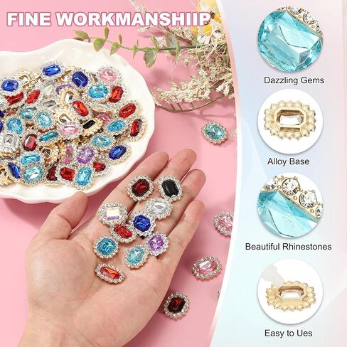 PATIKIL 50Pcs Rhinestone Embellishments, Handcraft Crystal Rhinestone Button Charms Gold Base Gems Red Rhinestones for Crafting Clothing Jewelry Making in Saudi Arabia