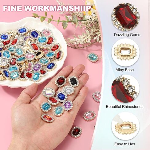 PATIKIL 50Pcs Rhinestone Embellishments, Handcraft Crystal Rhinestone Button Charms Gold Base Gems Red Rhinestones for Crafting Clothing Jewelry Making in Saudi Arabia