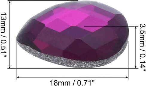 PATIKIL Acrylic Teardrop Gems, 50 Pcs 14x10mm Flat Back Teardrop Rhinestones Plastic Gems for Jewelry Making DIY Craft, Purple in Kuwait