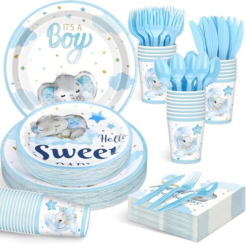 SLINER 175 PCS Bear Bear Dame Paper Plates Set Baby Shower Party Supplies تقدم 25 مجموعة أدوات المائدة in Saudi Arabia