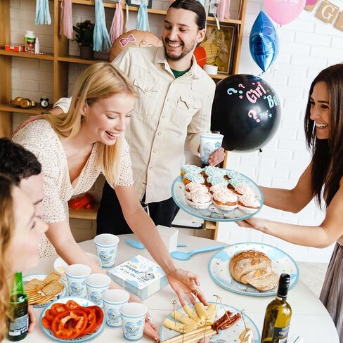 SLINER 175 PCS Bear Bear Dame Paper Plates Set Baby Shower Party Supplies تقدم 25 مجموعة أدوات المائدة in Saudi Arabia