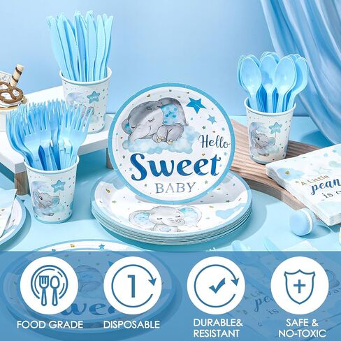 SLINER 175 PCS Bear Bear Dame Paper Plates Set Baby Shower Party Supplies تقدم 25 مجموعة أدوات المائدة in Saudi Arabia