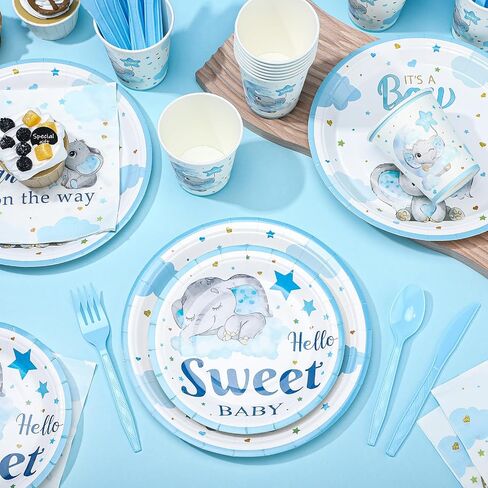 SLINER 175 PCS Bear Bear Dame Paper Plates Set Baby Shower Party Supplies تقدم 25 مجموعة أدوات المائدة in Saudi Arabia