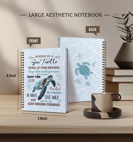 Turtle Notebooks For Women-Cute Journal For Sea Turtles lover Men Friends Gifts On Birthday Christmas Mother's Day,Ocean Animals College Ruled Lined Gold Spiral Bound Hardcover,5.8"x8.3" in Saudi Arabia