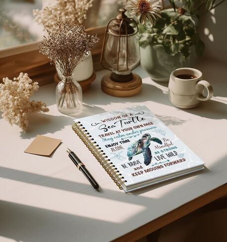 Turtle Notebooks For Women-Cute Journal For Sea Turtles lover Men Friends Gifts On Birthday Christmas Mother's Day,Ocean Animals College Ruled Lined Gold Spiral Bound Hardcover,5.8"x8.3" in Saudi Arabia